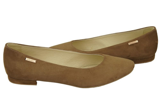 Dámské baleríny Olive Leather Natural Suede 131 ElitaBut