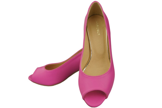 Dámská obuv PEEP TOE Fuchsia Lodičky z přírodní kůže s potaženým podpatkem 192 ElitaBut