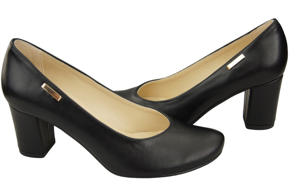 Klasické dámské černé lodičky Almond Nose z přírodní kůže 201 ElitaBut