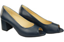 Dámská obuv PEEP TOE Navy blue Lodičky z přírodní kůže s potaženým podpatkem 192 ElitaBut