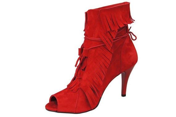 Dámská obuv Dámské lodičky s vysokou špičkou ze semišové kůže Červená 964 ElitaBut