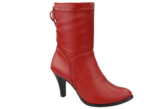 Obuv Zimní dámské boty z přírodní kůže Červená 978 Z ElitaBut