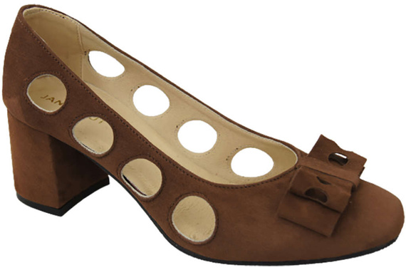 Dámská obuv Hnědé semišové kožené lodičky 182 ElitaBut