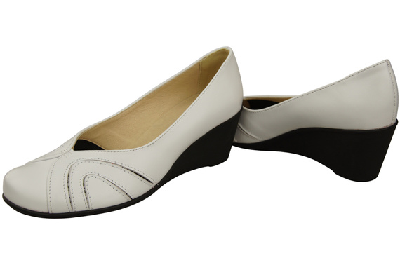 Dámské boty z přírodní kůže Bílé lodičky 828 ElitaBut