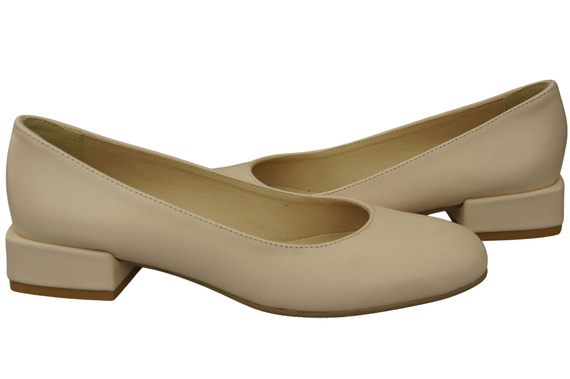 Pohodlná dámská obuv béžová Ploché boty z přírodní kůže 204 ElitaBut