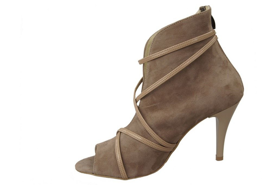 Dámská obuv Peep Toe Leather Natural Suede Cappuccino 107 ElitaBut