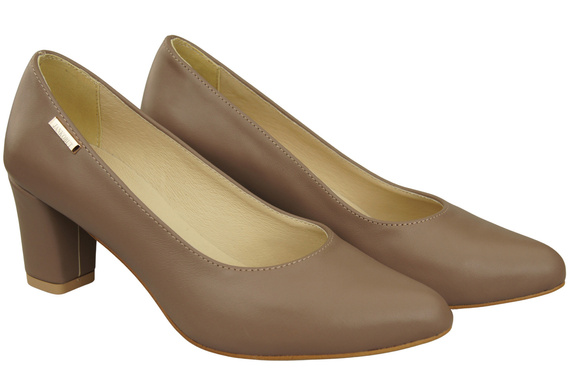 Klasické hladké boty Dámské lodičky Cappuccino Dark Natural Leather 213 ElitaBut