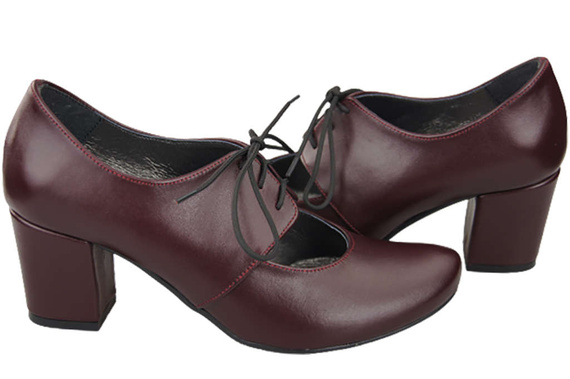 Obuv Dámské polobotky z přírodní kůže Maroon 161 ElitaBut