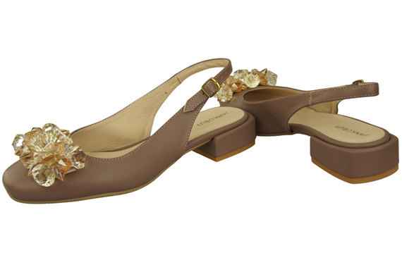 Dámská obuv Sandály Cappuccino Dark with Crystals Přírodní kůže 215 ElitaBut