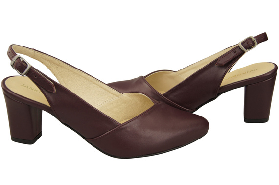 Dámské sandály na podpatku Maroon Natural Leather 217 ElitaBut