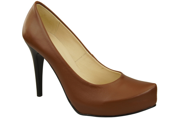 Dámská obuv Hnědé lodičky Stiletto z přírodní kůže 205 ElitaBut