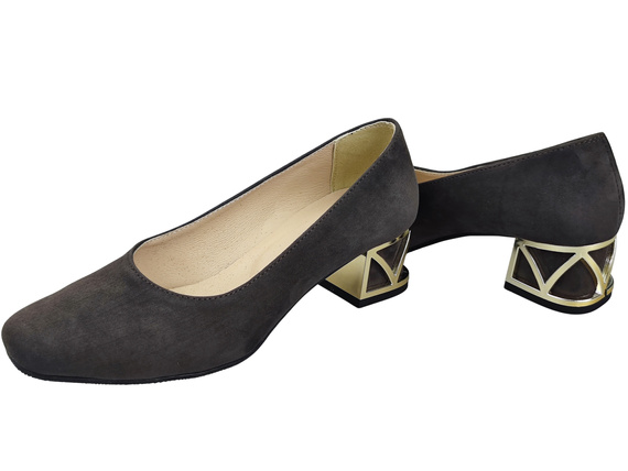 Pohodlné dámské boty Čokoláda lodičky s ozdobným podpatkem Přírodní semišová kůže 219 Od ElitaBut