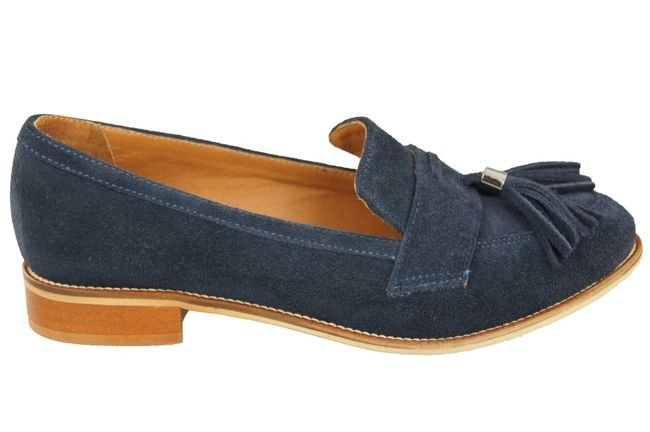 Dámská obuv Mokasyny Přírodní kůže Velour Navy Blue 134 ElitaBut