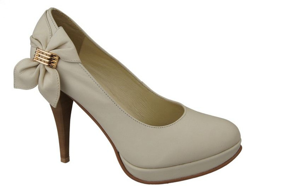 Dámská obuv Dámské lodičky na pantoflích z přírodní kůže Béžová 976 ElitaBut