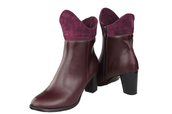 Obuv Dámské zimní boty z přírodní kůže Maroon 137 ElitaBut
