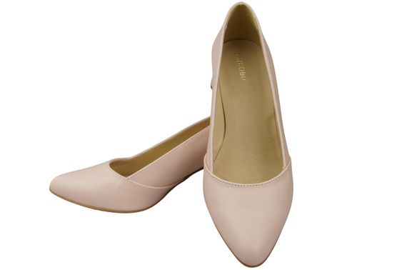 Dámské Lodičky Pudrově růžová Pravá Kůže Špičatá Špička Podpatek ElitaBut 221