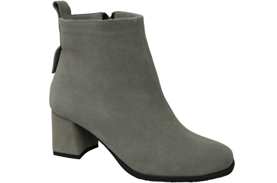 Dámské kotníkové boty Ash z přírodní velurové kůže, stabilní blokový podpatek, se zipem 224 ElitaBut