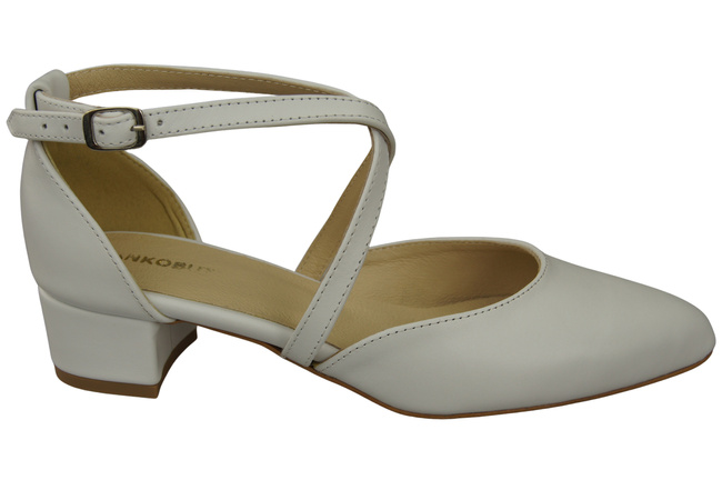 Dámské Sandály Kožené Bílá s Pásky na Nízkém Podpatku 223 ElitaBut