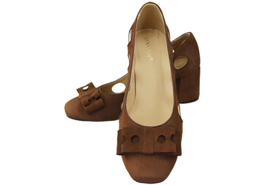 Dámská obuv Hnědé semišové kožené lodičky 182 ElitaBut