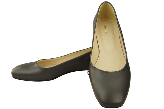 Plochá dámská obuv Dámské lodičky Grafitový ozdobný podpatek Přírodní kůže 209 ElitaBut