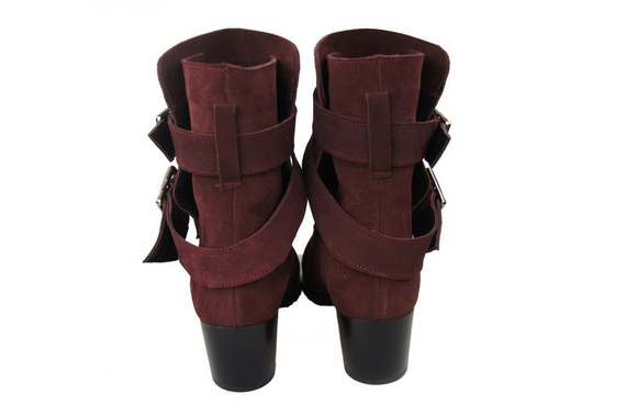 Dámské boty Boty Natural Leather Velour Maroon 119 ElitaBut