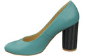 Dámská obuv Tyrkysové lodičky z přírodní kůže Barevný ozdobný podpatek 194 ElitaBut