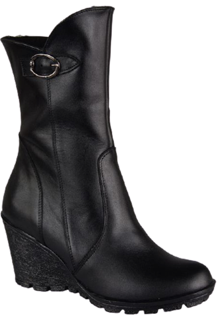 Obuv Dámské boty na podpatku z přírodní kůže Černá 750 ElitaBut