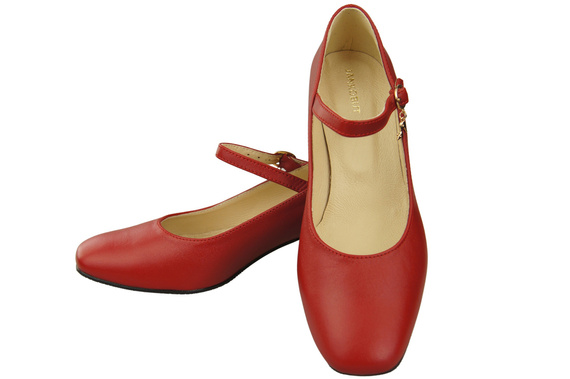 Dámské boty Boty s páskem Červená přírodní kůže 202 ElitaBut