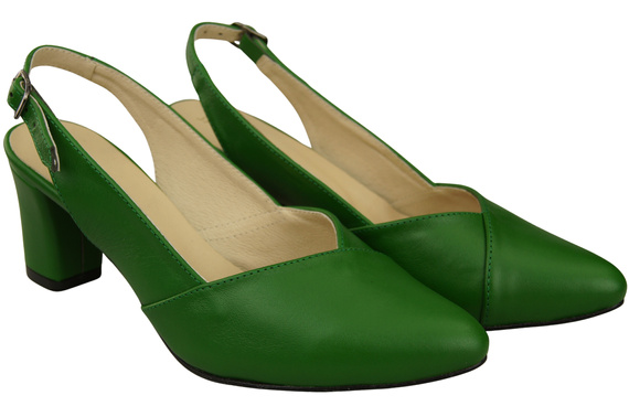 Dámská obuv Zelené sandály na podpatku Přírodní kůže 217 ElitaBut