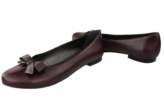 Dámské baletní boty Maroon přírodní kůže 998 ElitaBut