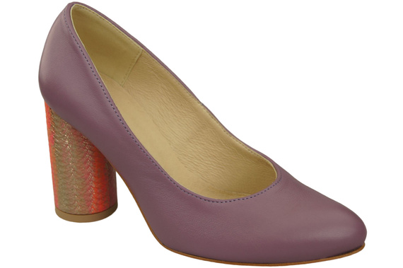 Dámská obuv Dámské lodičky Fialová přírodní kůže Barevný ozdobný podpatek 194 ElitaBut
