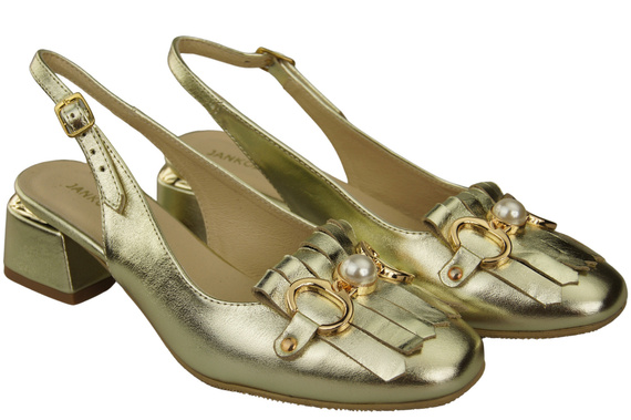 Dámská obuv Zlaté sandály zdobené třásněmi Přírodní kůže 208 ElitaBut