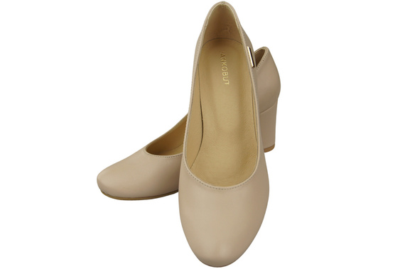 Dámské boty Classic Cappuccino Light Natural Leather Almond Nose pumps 201 ElitaBut
