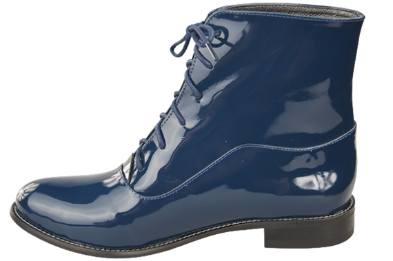 Dámské kozačky námořnicky modré lakované jaro/podzim přírodní kůže 155 L ElitaBut