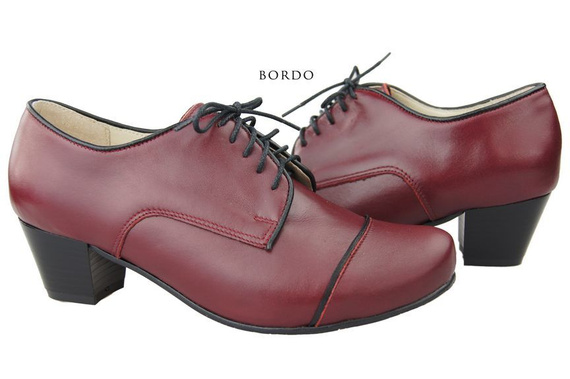 Dámská obuv šněrovací přírodní kůže Maroon 956 ElitaBut