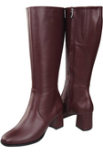 Pohodlné dámské boty Maroon Low Heel Natural Leather 212 ElitaBut