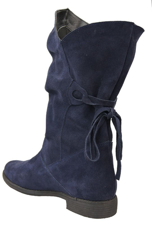 Dámské kozačky námořnická modrá Jaro / podzim přírodní kůže velur 999 L ElitaBut