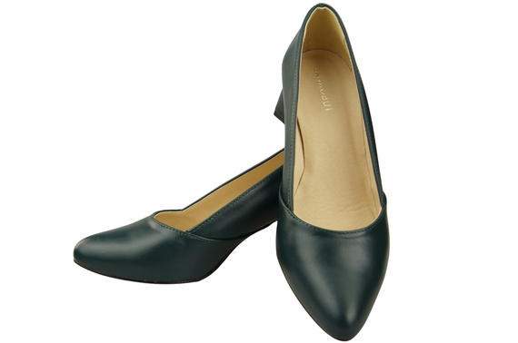 Dámské Lodičky Malachit Pravá Kůže Špičatá Špička Podpatek ElitaBut 221