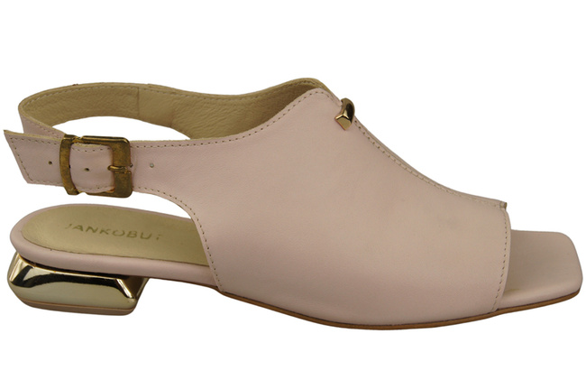 Pohodlná dámská obuv Sandály Powder Pink Flat Gold Heel Natural leather 207 ElitaBut