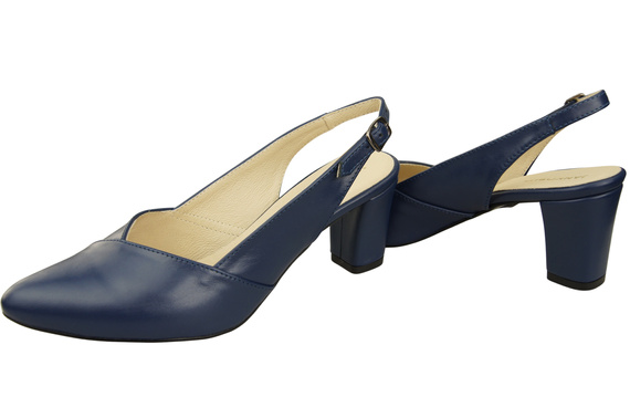 Dámské sandály na podpatku Navy Blue Natural Leather 217 ElitaBut