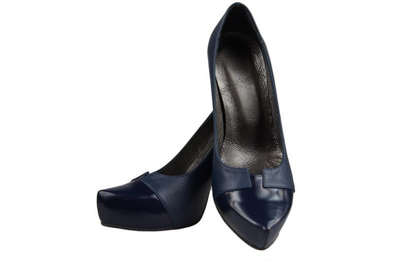 Dámská obuv Dámské lodičky z přírodní kůže Navy blue 897 ElitaBut