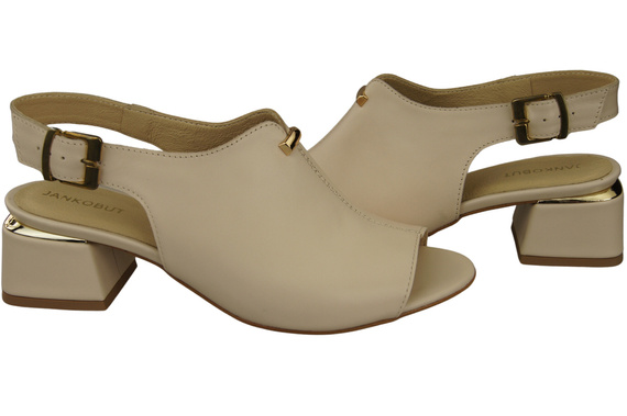 Dámská obuv Sandály Béžová zlatá přezka Přírodní kůže 198 ElitaBut