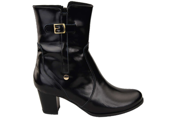 Dámské kozačky černé lesklé zateplené přírodní kůže 882 Z ElitaBut