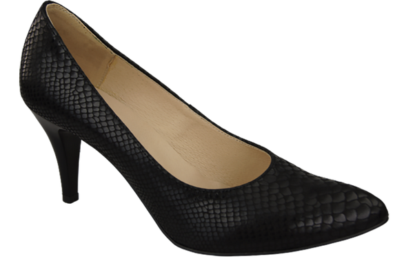 Dámská obuv Černé lodičky s motivem hadů Přírodní kůže 150 ElitaBut