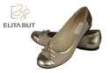 Dámské baleríny Ažurové z přírodní kůže Zlatá-béžová 661 ElitaBut