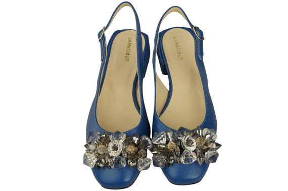 Dámská obuv Modré sandály s krystaly Přírodní kůže 215 ElitaBut