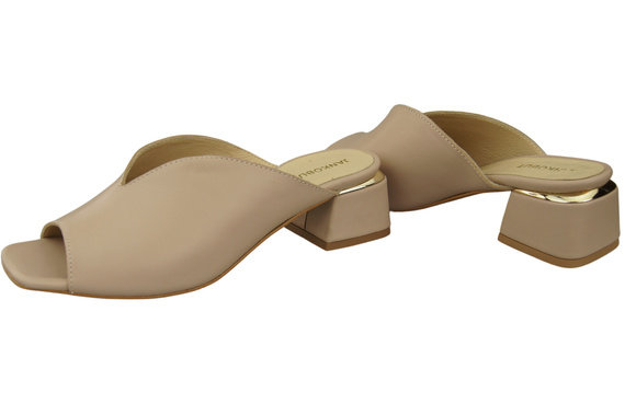 Dámské žabky na podpatku Cappuccino Bright Natural Leather 210 ElitaBut