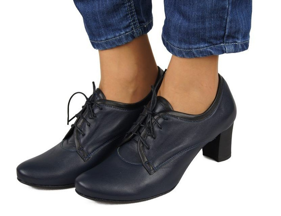 Dámské boty Šněrovací kozačky z přírodní kůže Navy blue 758 ElitaBut