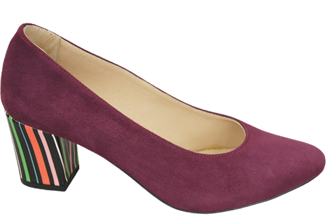 Dámská obuv Maroon Natural Suede Leather Decorative Heel 158 With ElitaBut