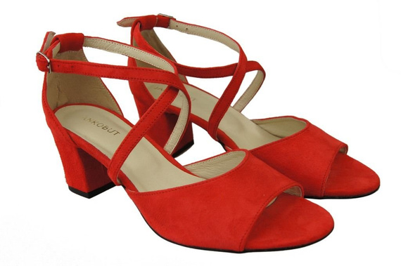 Dámská obuv Červené semišové kožené sandály 111 ElitaBut